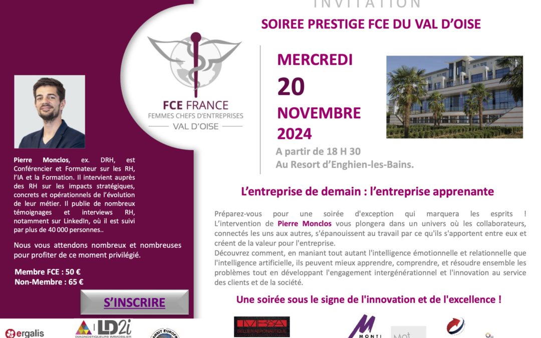 Save the date : soirée Prestige des FCE 95 le 20 novembre à Enghien